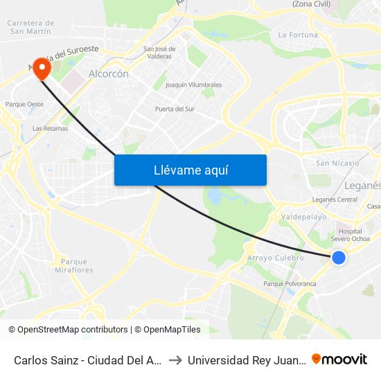 Carlos Sainz - Ciudad Del Automóvil to Universidad Rey Juan Carlos map