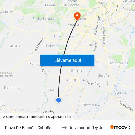 Plaza De España, Cabañas De La Sagra to Universidad Rey Juan Carlos map