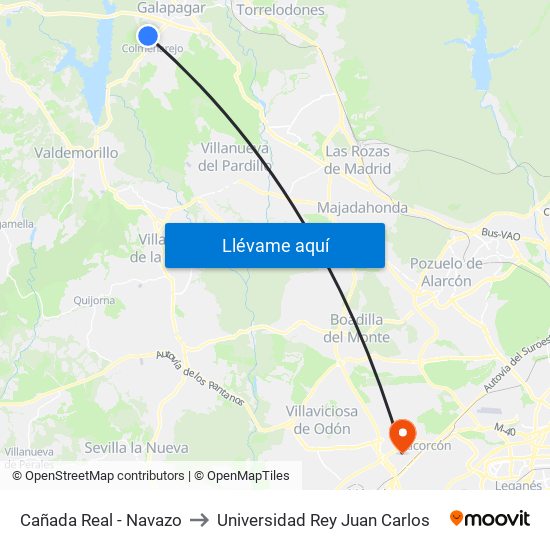 Cañada Real - Navazo to Universidad Rey Juan Carlos map