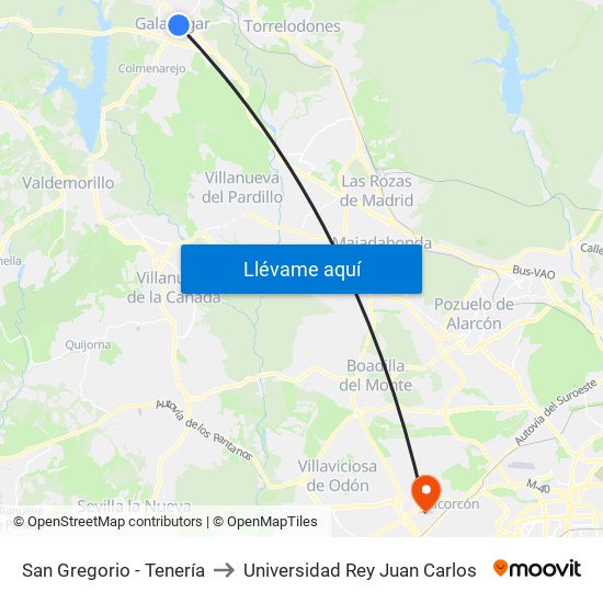 San Gregorio - Tenería to Universidad Rey Juan Carlos map