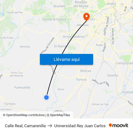 Calle Real, Camarenilla to Universidad Rey Juan Carlos map