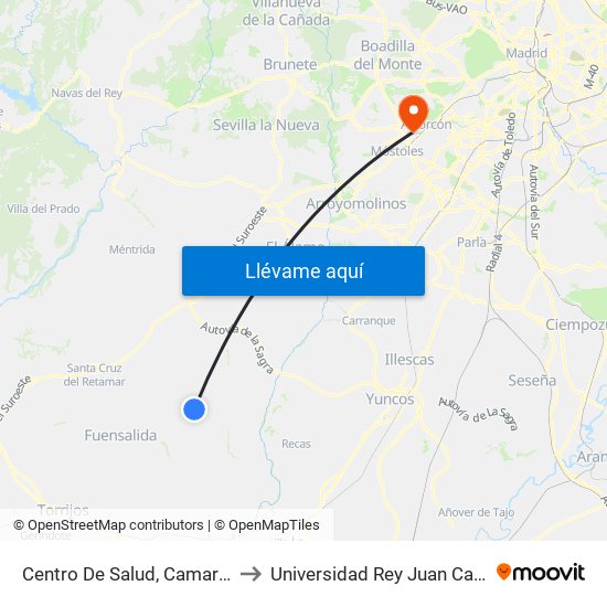 Centro De Salud, Camarena to Universidad Rey Juan Carlos map