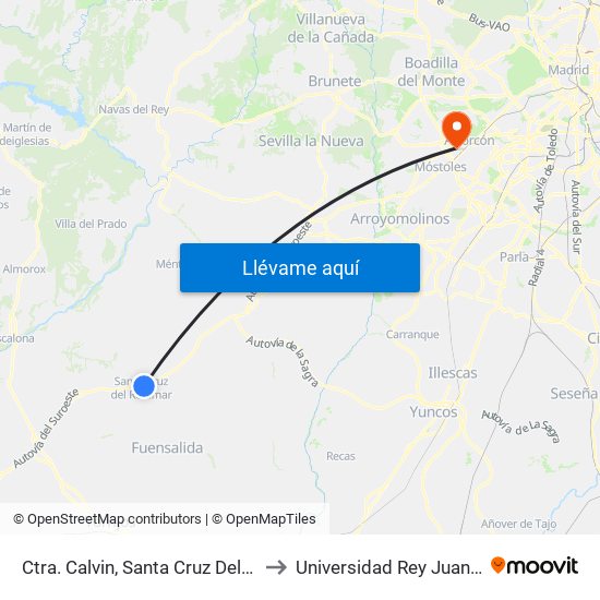 Ctra. Calvin, Santa Cruz Del Retamar to Universidad Rey Juan Carlos map