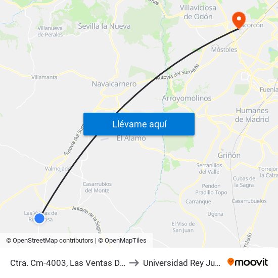 Ctra. Cm-4003, Las Ventas De Retamosa to Universidad Rey Juan Carlos map