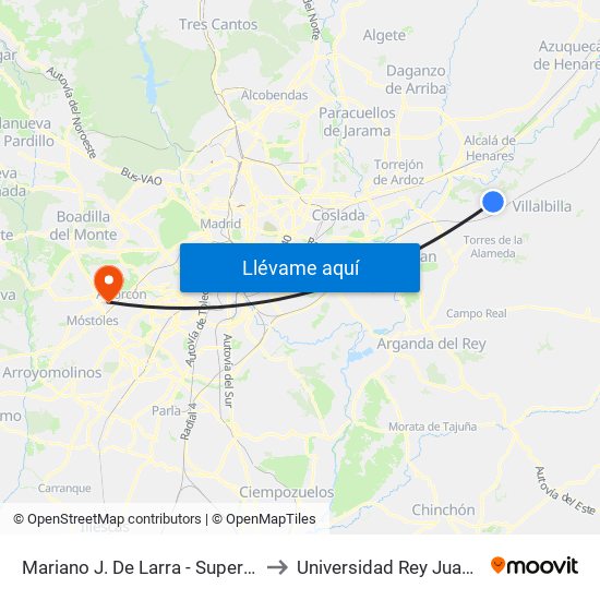 Mariano J. De Larra - Supermercado to Universidad Rey Juan Carlos map