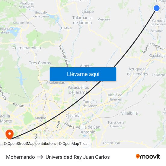 Mohernando to Universidad Rey Juan Carlos map