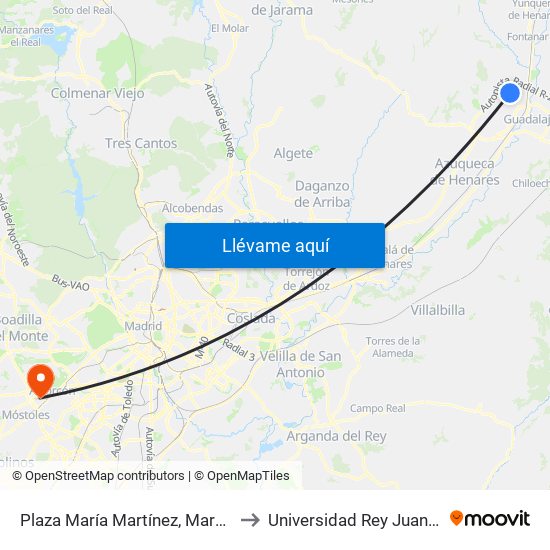 Plaza María Martínez, Marchamalo to Universidad Rey Juan Carlos map