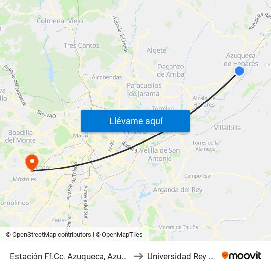 Estación Ff.Cc. Azuqueca, Azuqueca De Henares to Universidad Rey Juan Carlos map