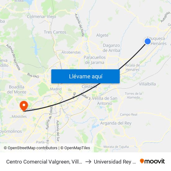 Centro Comercial Valgreen, Villanueva De La Torre to Universidad Rey Juan Carlos map