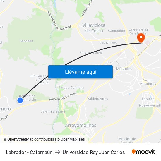 Labrador - Cafarnaún to Universidad Rey Juan Carlos map