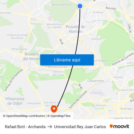 Rafael Botí - Archanda to Universidad Rey Juan Carlos map