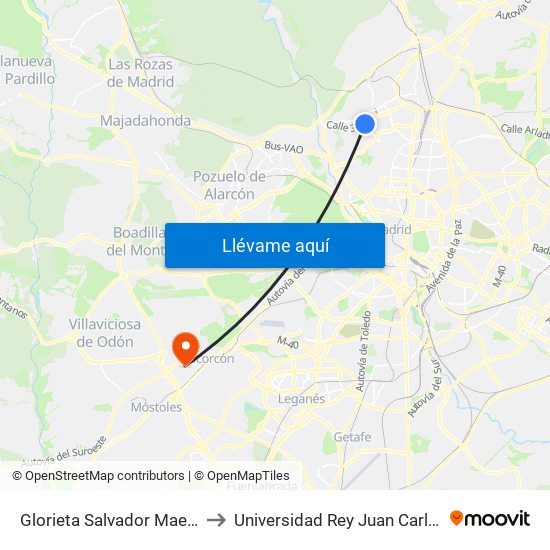 Glorieta Salvador Maella to Universidad Rey Juan Carlos map