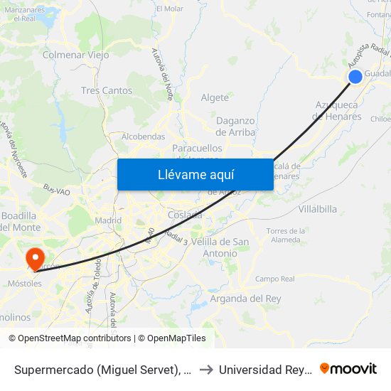 Supermercado (Miguel Servet), Cabanillas Del Campo to Universidad Rey Juan Carlos map