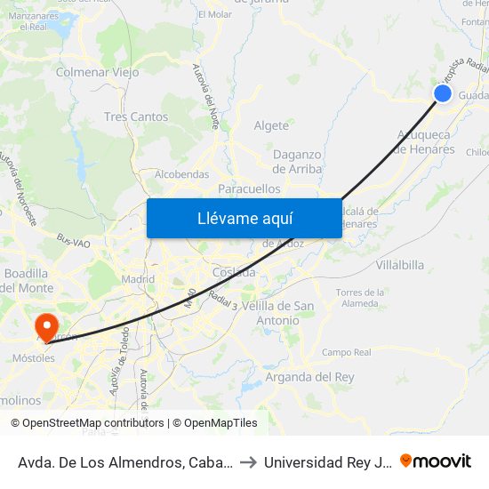 Avda. De Los Almendros, Cabanillas Del Campo to Universidad Rey Juan Carlos map