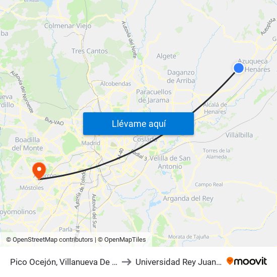 Pico Ocejón, Villanueva De La Torre to Universidad Rey Juan Carlos map