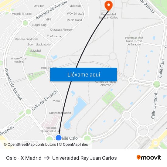 Oslo - X Madrid to Universidad Rey Juan Carlos map
