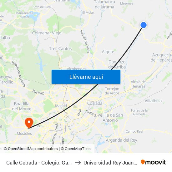 Calle Cebada - Colegio, Galápagos to Universidad Rey Juan Carlos map