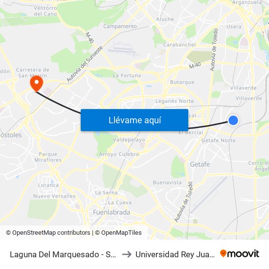 Laguna Del Marquesado - San Erasmo to Universidad Rey Juan Carlos map