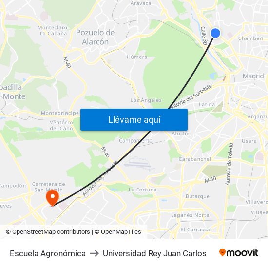 Escuela Agronómica to Universidad Rey Juan Carlos map