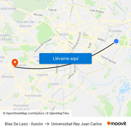 Blas De Lezo - Ilusión to Universidad Rey Juan Carlos map