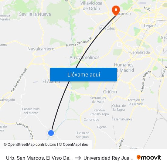 Urb. San Marcos, El Viso De San Juan to Universidad Rey Juan Carlos map