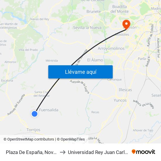 Plaza De España, Novés to Universidad Rey Juan Carlos map