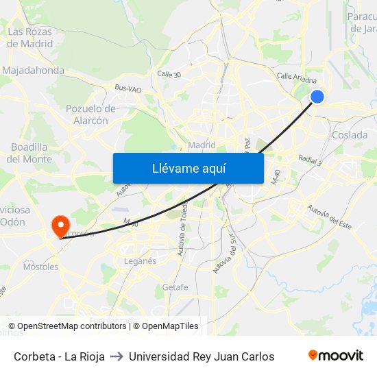 Corbeta - La Rioja to Universidad Rey Juan Carlos map