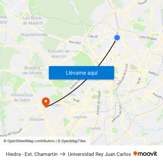 Hiedra - Est. Chamartín to Universidad Rey Juan Carlos map