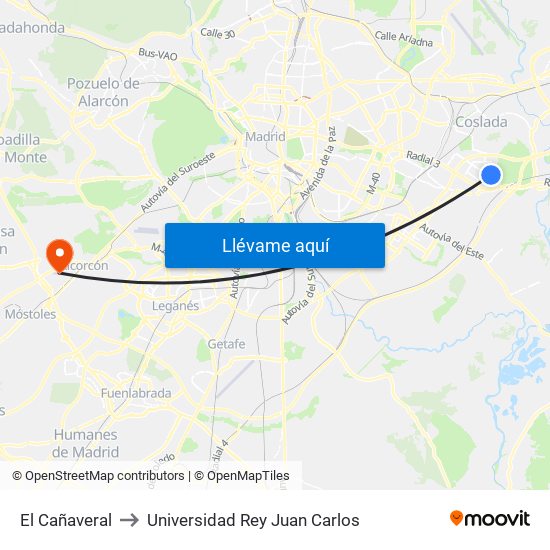 El Cañaveral to Universidad Rey Juan Carlos map