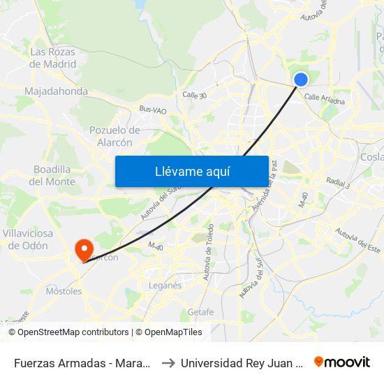 Fuerzas Armadas - Maragatería to Universidad Rey Juan Carlos map