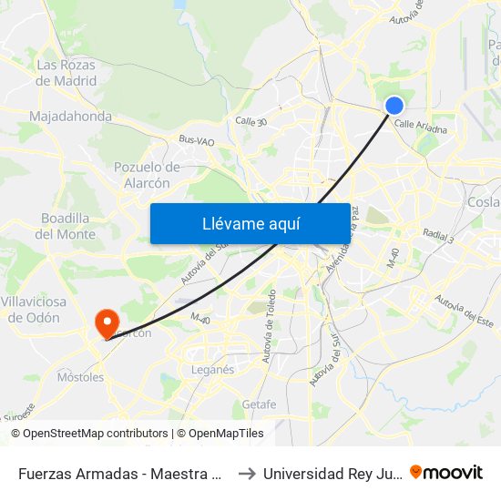 Fuerzas Armadas - Maestra Dolores Marco to Universidad Rey Juan Carlos map