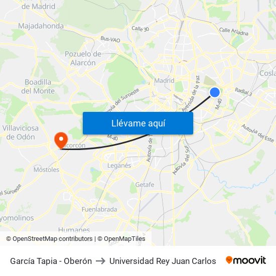 García Tapia - Oberón to Universidad Rey Juan Carlos map
