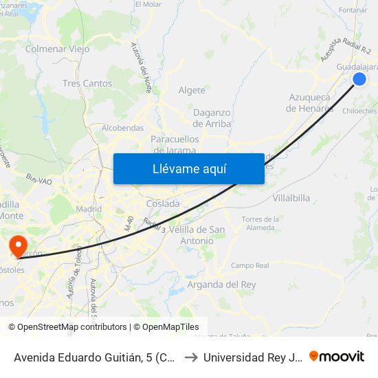 Avenida Eduardo Guitián, 5 (Centro Comercial) to Universidad Rey Juan Carlos map