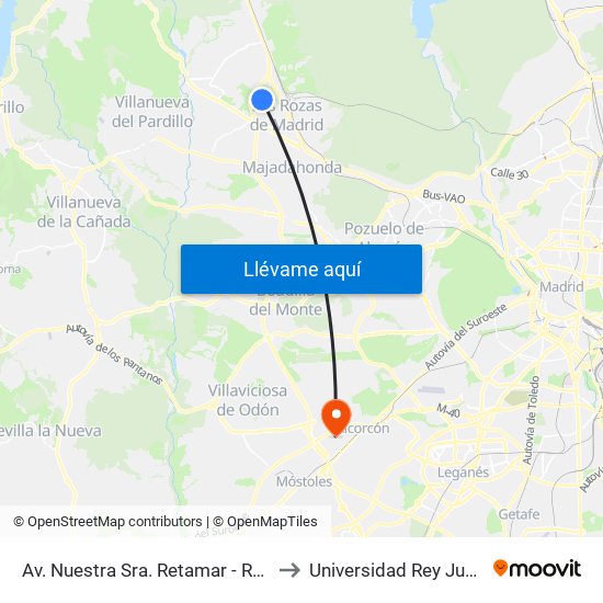 Av. Nuestra Sra. Retamar - Recinto Ferial to Universidad Rey Juan Carlos map