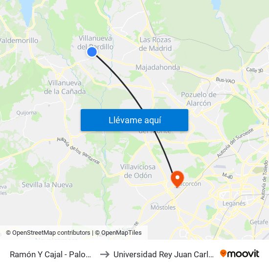 Ramón Y Cajal - Paloma to Universidad Rey Juan Carlos map