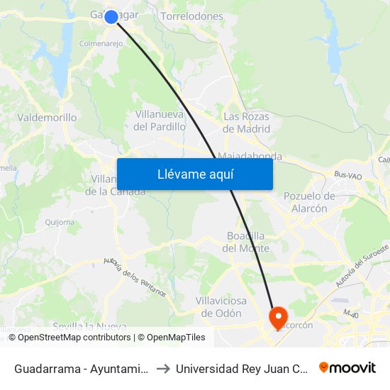 Guadarrama - Ayuntamiento to Universidad Rey Juan Carlos map