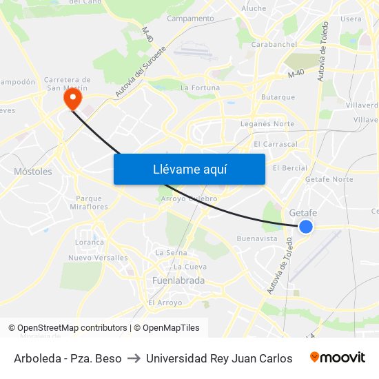 Arboleda - Pza. Beso to Universidad Rey Juan Carlos map