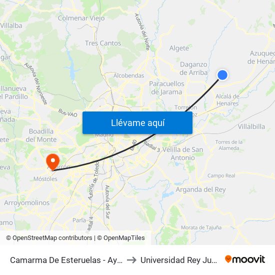 Camarma De Esteruelas - Ayuntamiento to Universidad Rey Juan Carlos map