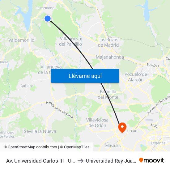 Av. Universidad Carlos III - Universidad to Universidad Rey Juan Carlos map