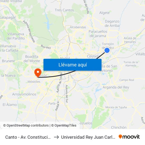 Canto - Av. Constitución to Universidad Rey Juan Carlos map