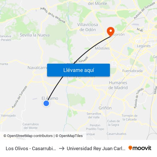 Los Olivos - Casarrubios to Universidad Rey Juan Carlos map