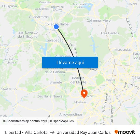 Libertad - Villa Carlota to Universidad Rey Juan Carlos map