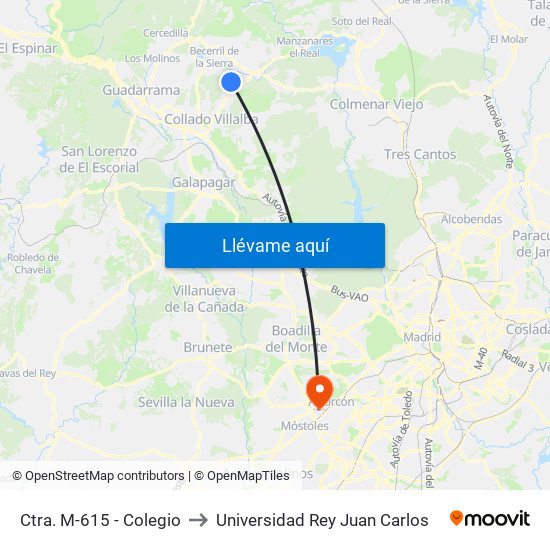 Ctra. M-615 - Colegio to Universidad Rey Juan Carlos map