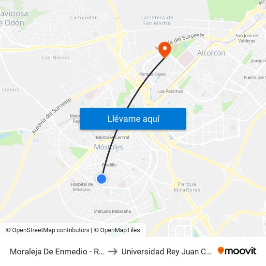 Moraleja De Enmedio - Roma to Universidad Rey Juan Carlos map