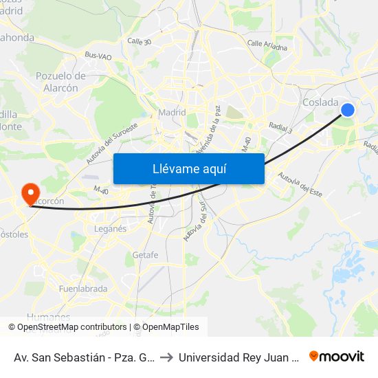 Av. San Sebastián - Pza. Gallarta to Universidad Rey Juan Carlos map