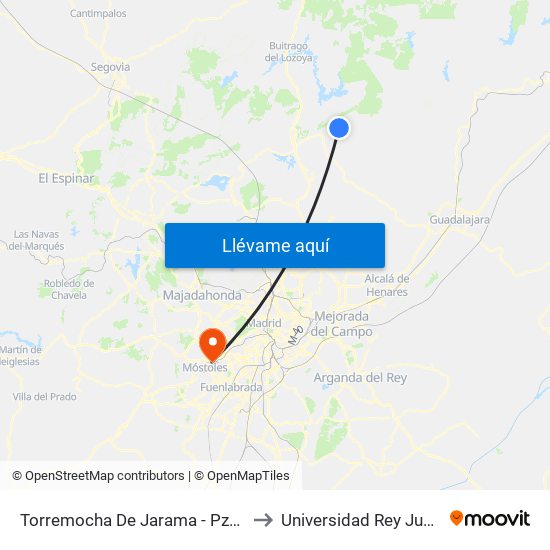 Torremocha De Jarama - Pza. Comercio to Universidad Rey Juan Carlos map