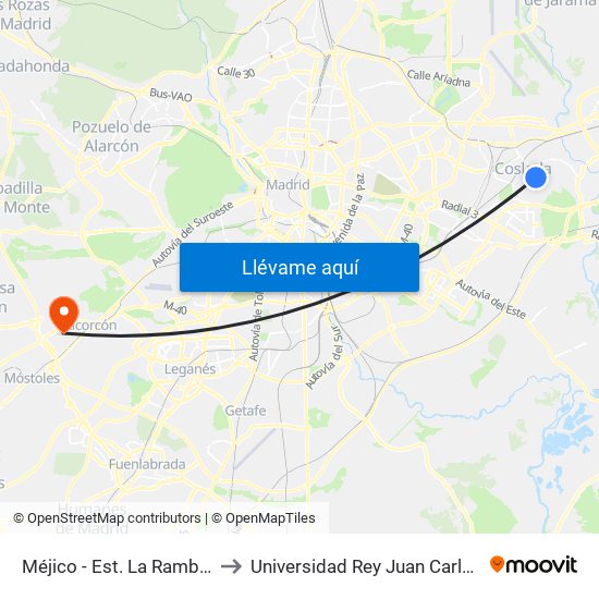 Méjico - Est. La Rambla to Universidad Rey Juan Carlos map