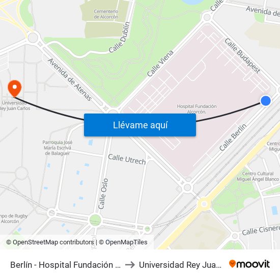 Berlín - Hospital Fundación Alcorcón to Universidad Rey Juan Carlos map