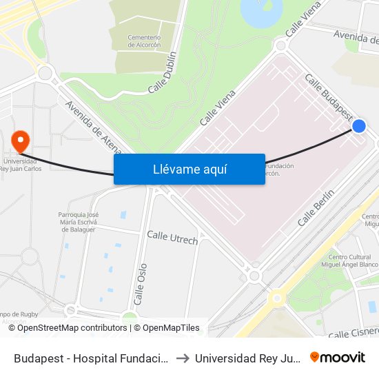 Budapest - Hospital Fundación Alcorcón to Universidad Rey Juan Carlos map