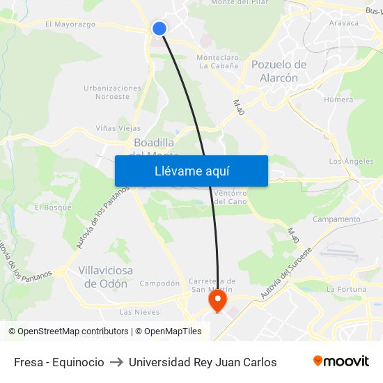 Fresa - Equinocio to Universidad Rey Juan Carlos map